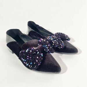 Shellys of London velvet loafer with sequin bow
